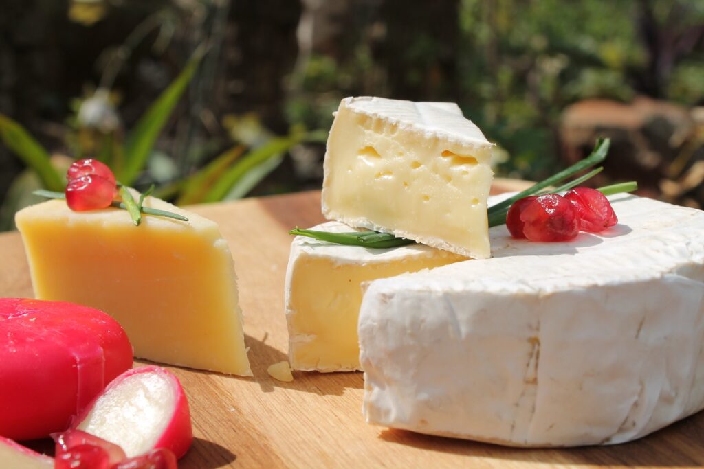 Picture of various types of cheeses.